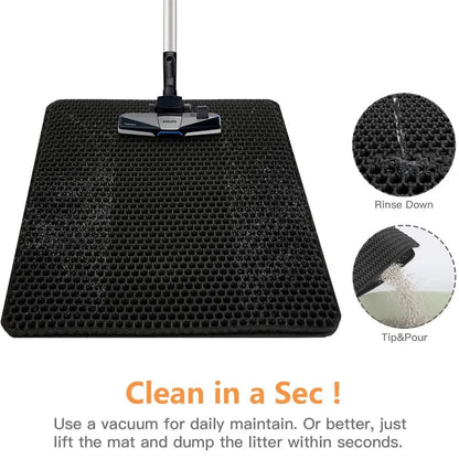 Double Layer Cat Litter Trapping Mat Black